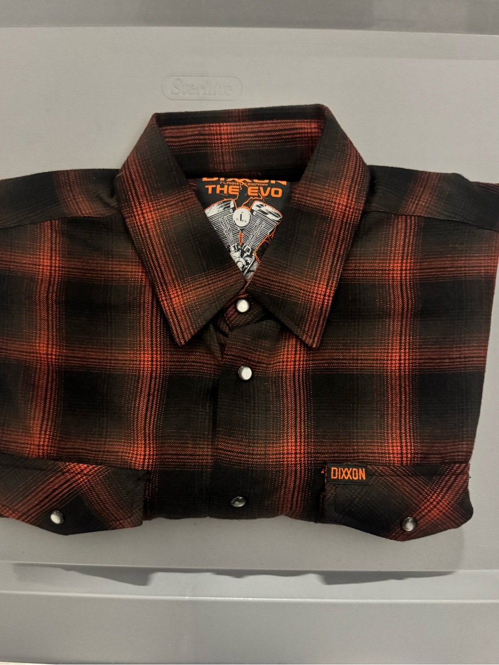 DIXXON Black and Orange Plaid Snap-Front Casual Shirt